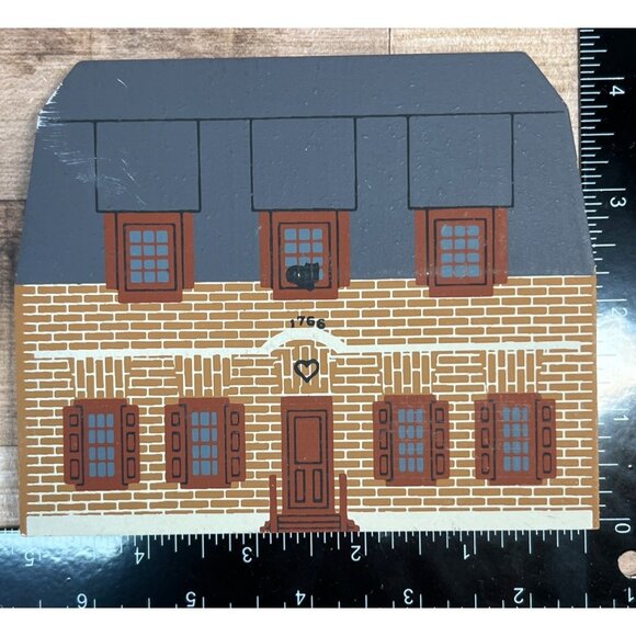 Handcrafted Wooden 1766 Brick House Decor Signed 1993 By Artist - Picture 1 of 2